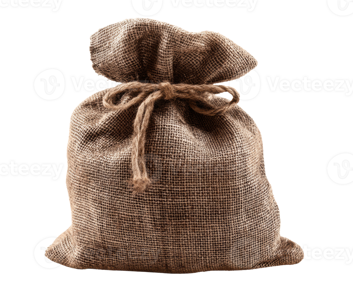 Burlap sack for storage and decoration in rustic style png