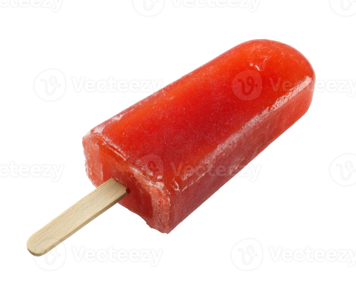 Summer treat of a red popsicle on a wooden stick perfect for hot days png