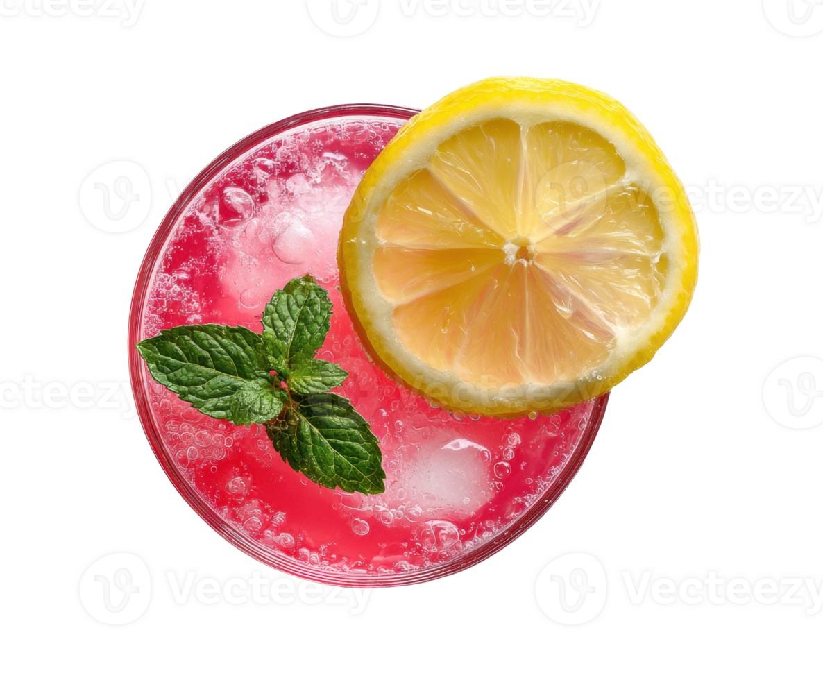 Refreshing summer drink with lemon and mint for hot days png