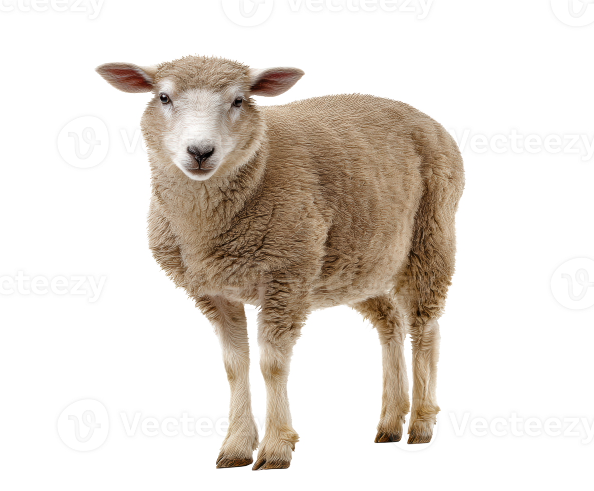 Cute sheep standing in a grassy field during sunny day png