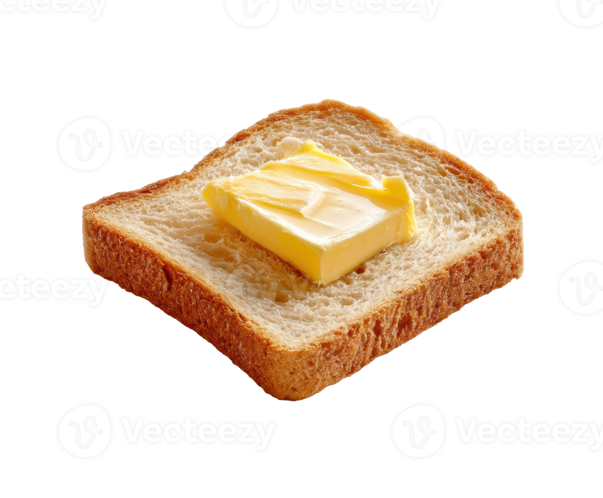 Delicious butter melting on a slice of bread for breakfast enjoyment png