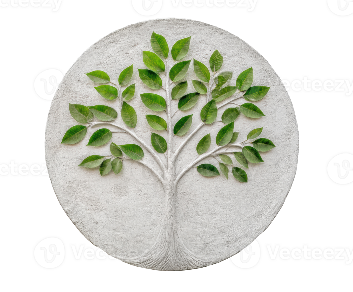 Green leaves on a textured tree design for eco-friendly decor png