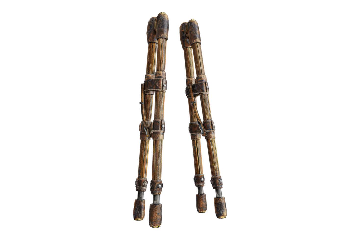 crutches made of wood and leather isolated on transparent background png