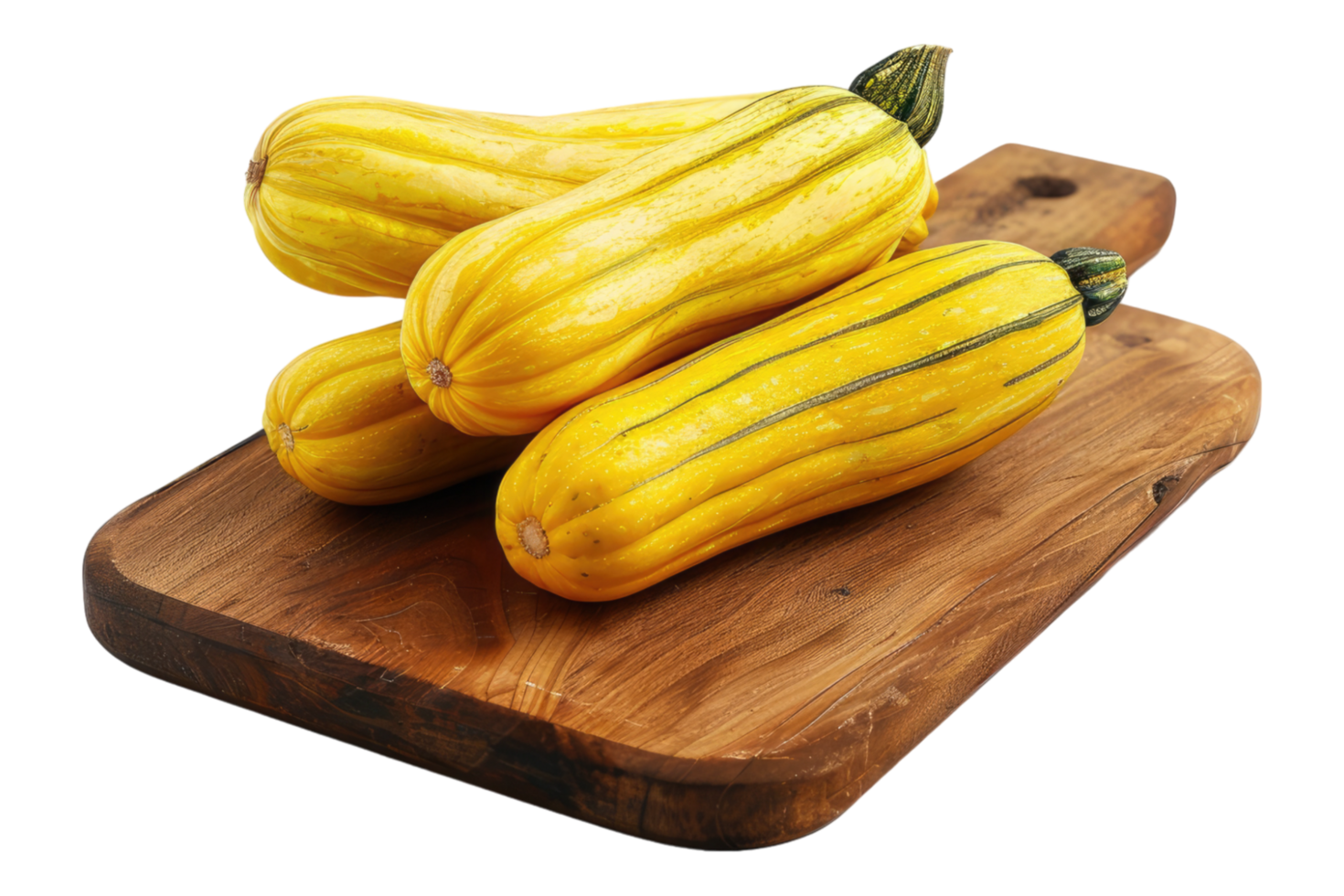 Delicate squash on a wooden chopping board isolated on transparent background png