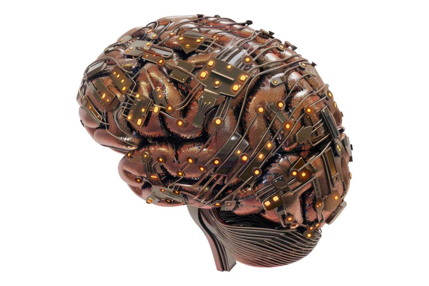 Digital learning AI machine isolated on transparent background png