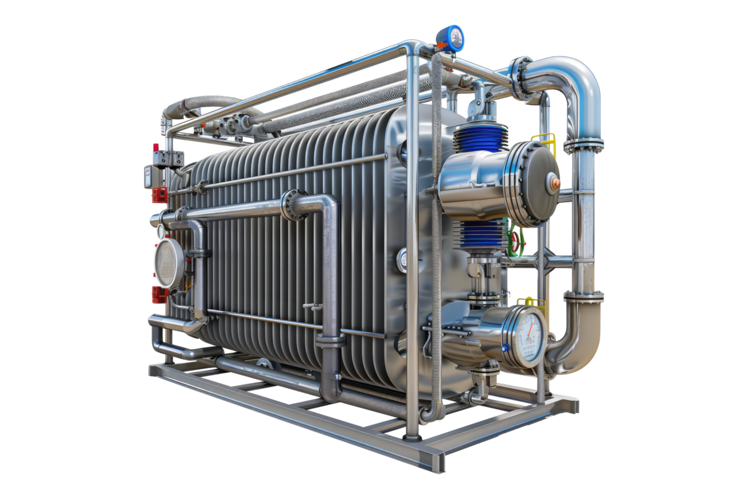 Efficient heat exchanger system isolated on transparent background png