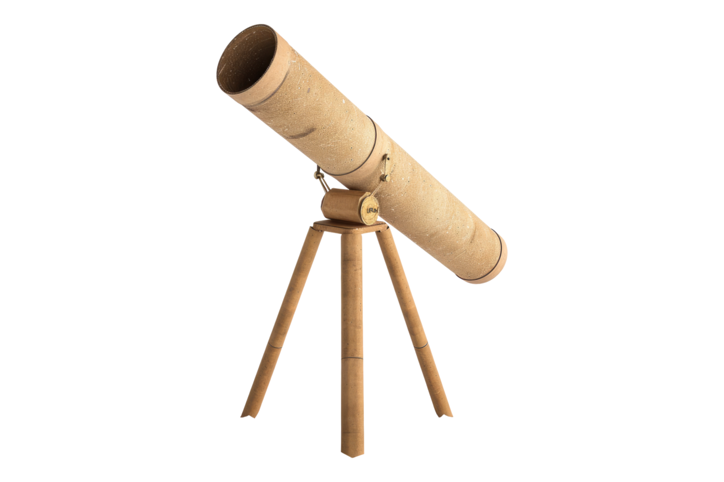 Cardboard telescope isolated on transparent background png