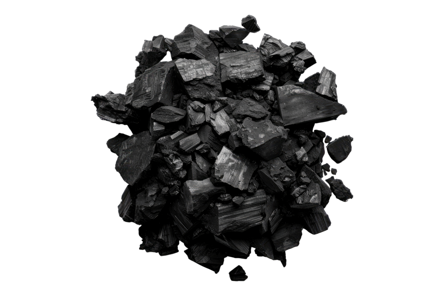 Charcoal pile isolated on transparent background png