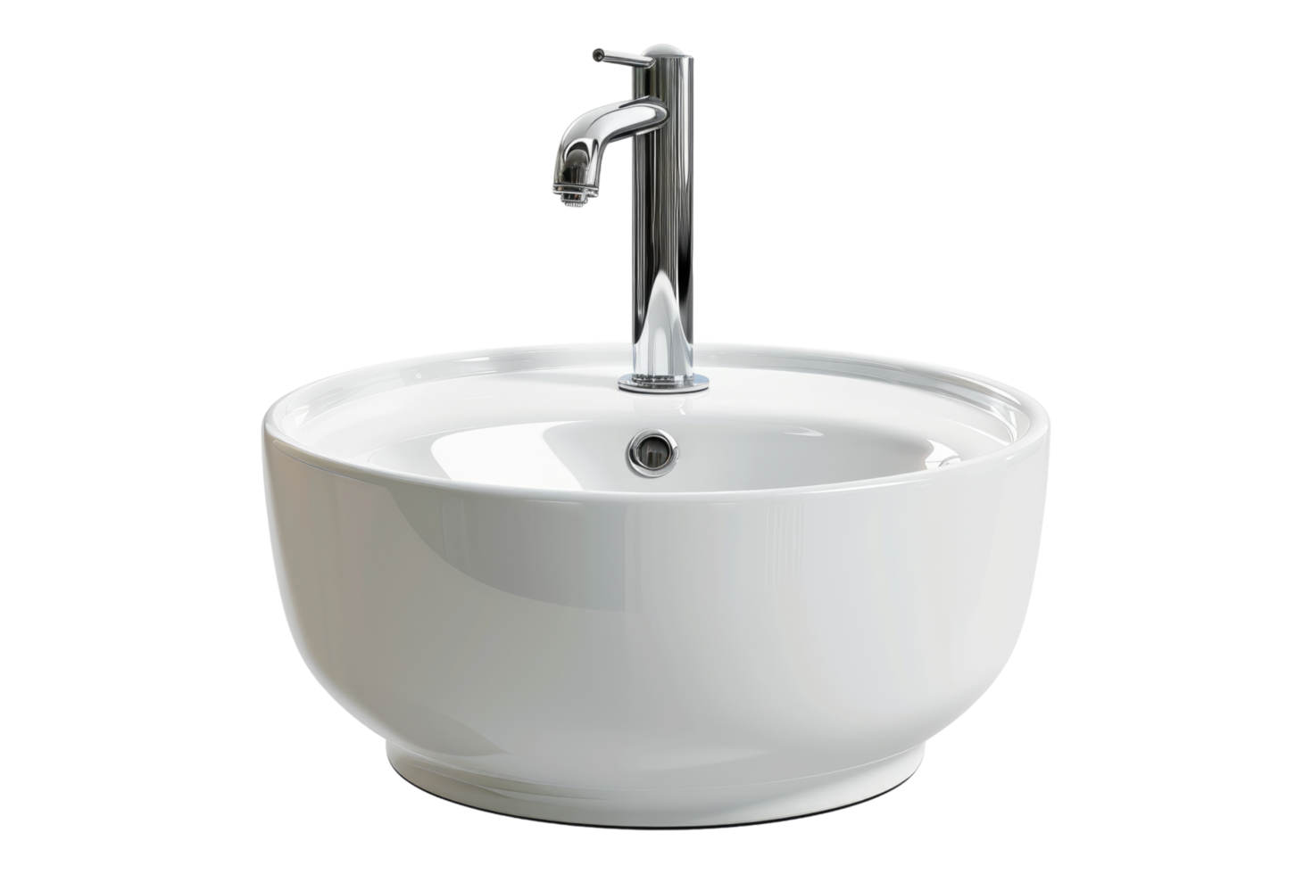 Chic ceramic basin and mixer isolated on transparent background png