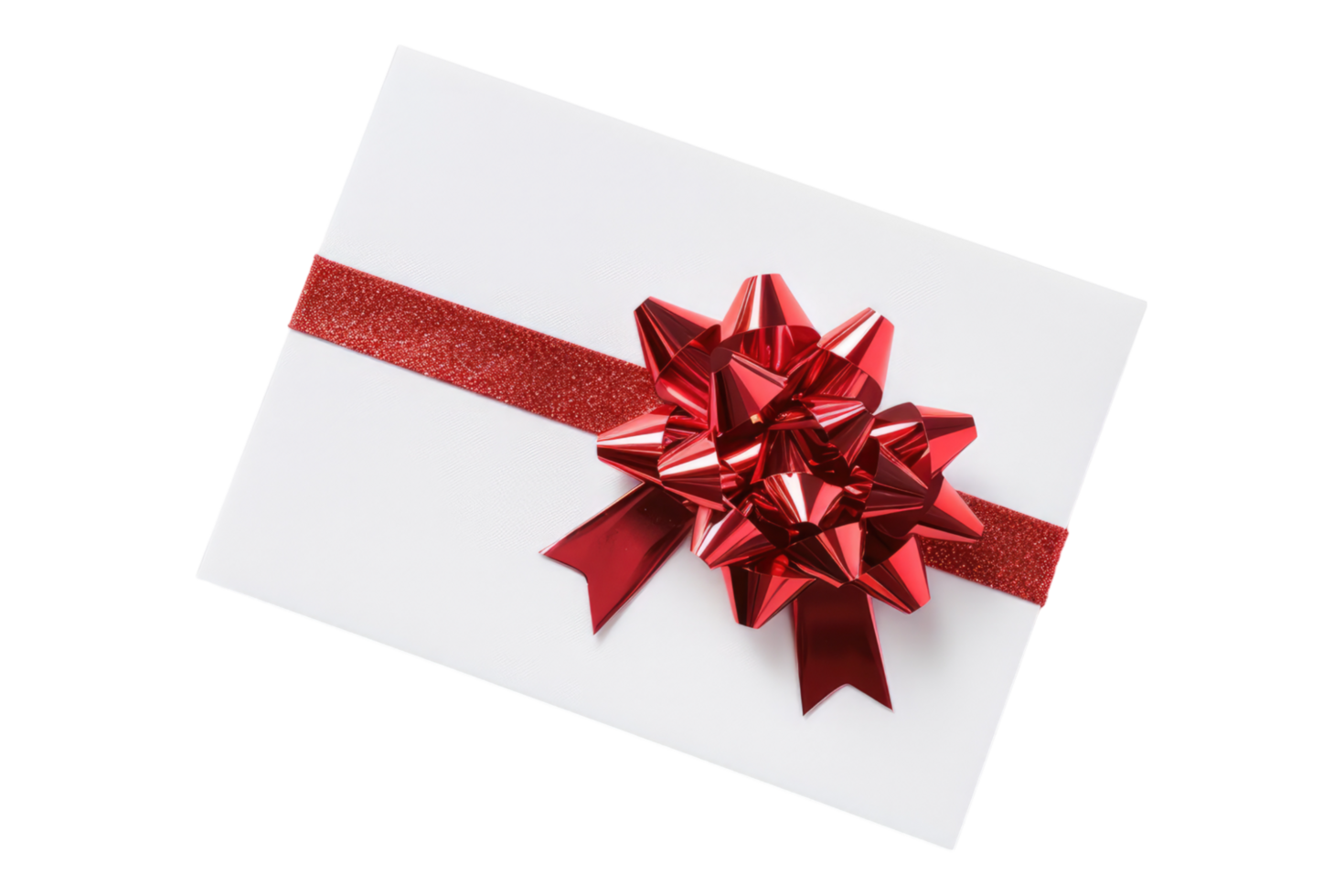 A white card with a red bow on top png
