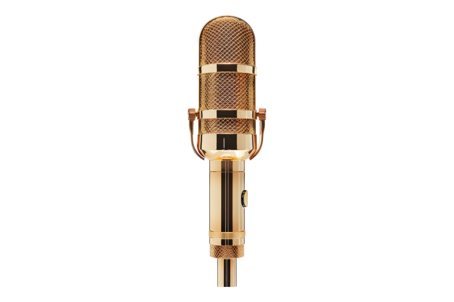 Golden mic isolated on transparent background png