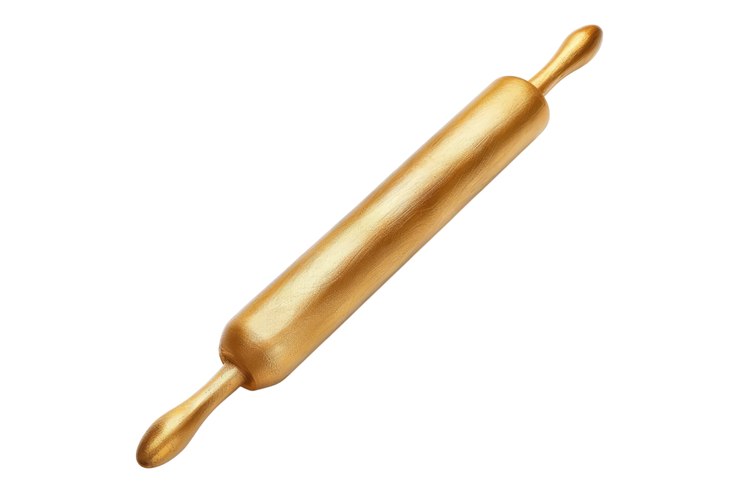 Golden rolling pin isolated on transparent background png