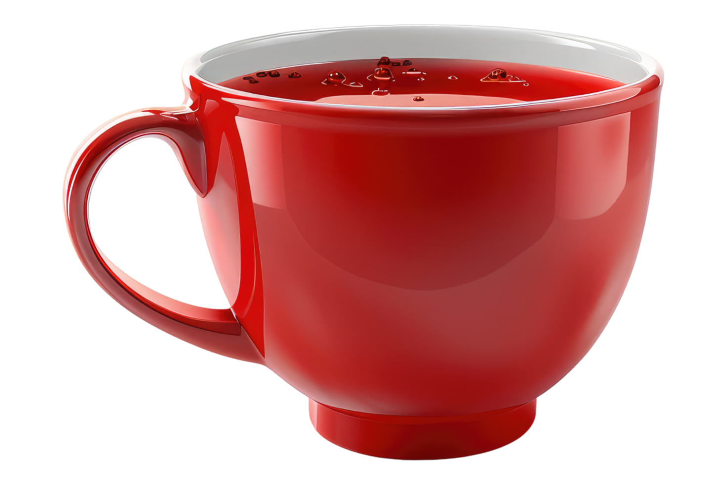 A red cup of tea on a black background png