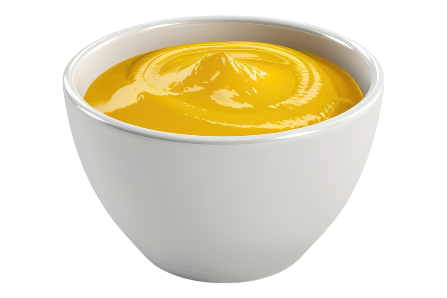 Mustard in white bowl isolated on transparent background png