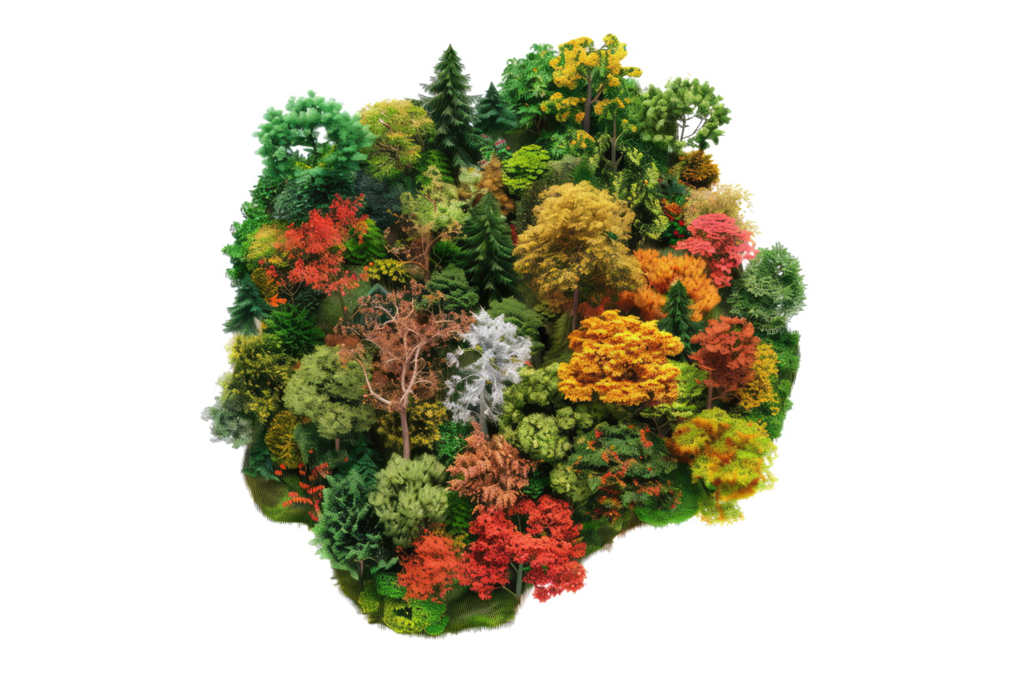 Natural autumn fall forest or garden isolated on transparent background png