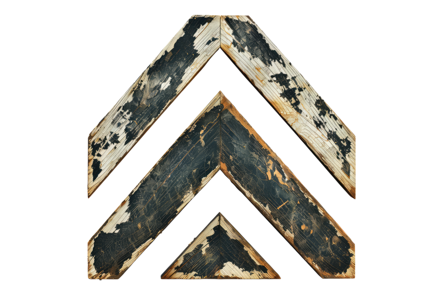 Distressed painted chevron sign isolated on transparent background png