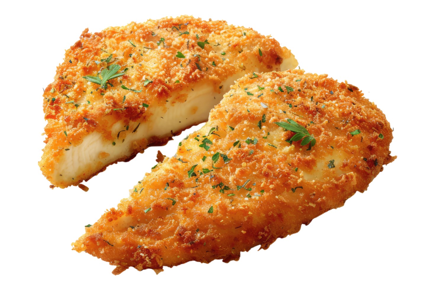 Parmesan crusted chicken isolated on transparent background png