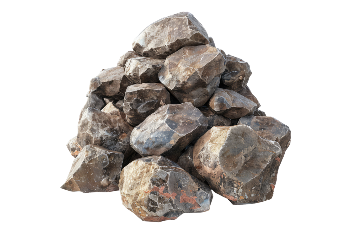 Pile of stones isolated on transparent background png