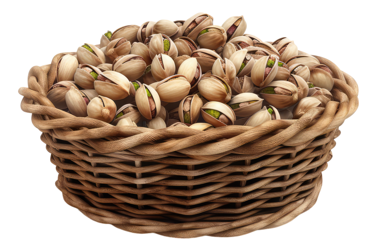 Pistachios nuts in a basket isolated on transparent background png