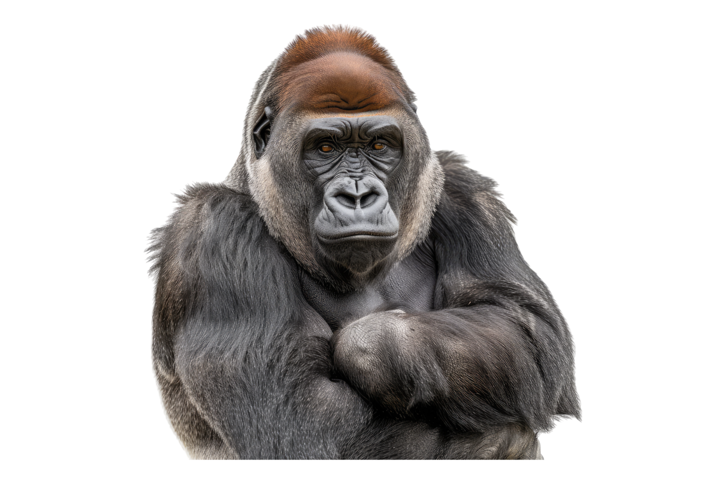 Portrait of Gorilla isolated on transparent background png