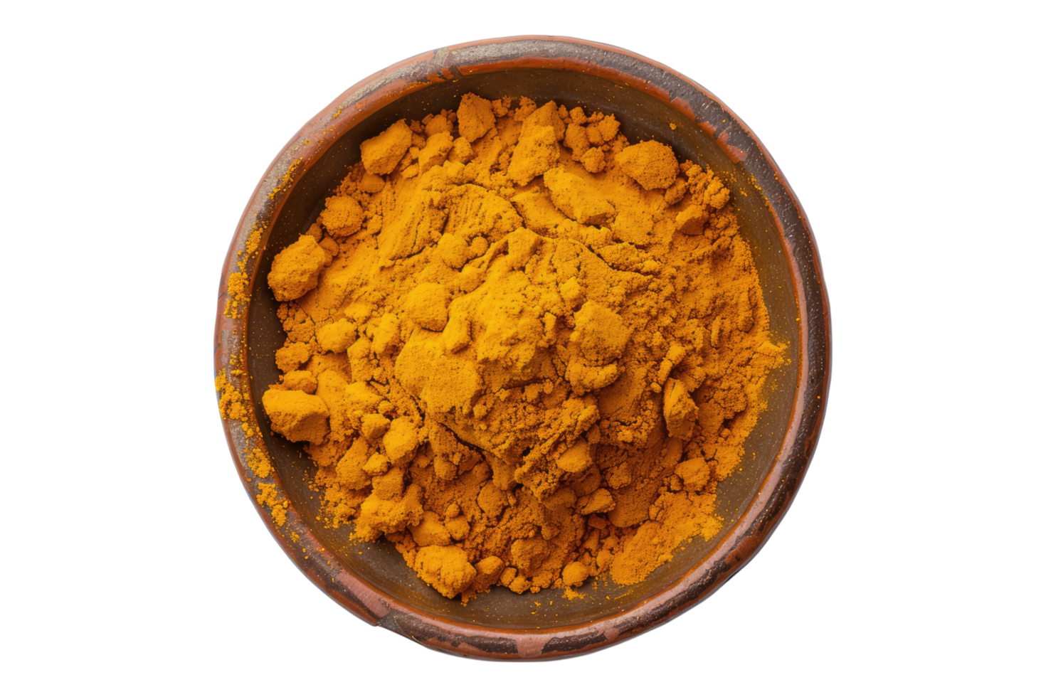 Turmeric powder in a bowl isolated on transparent background png