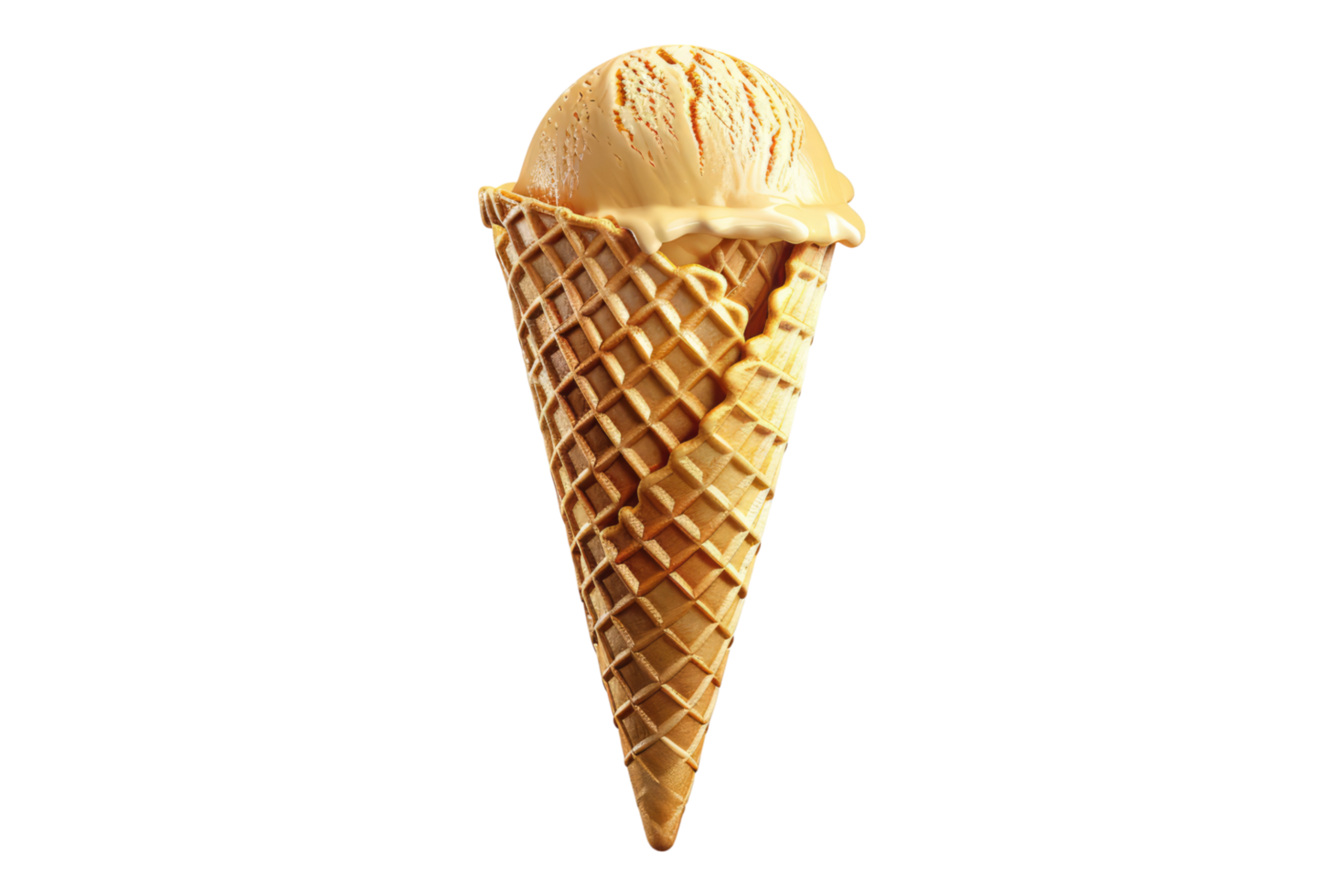 Empty waffle con for ice-cream isolated on transparent background png