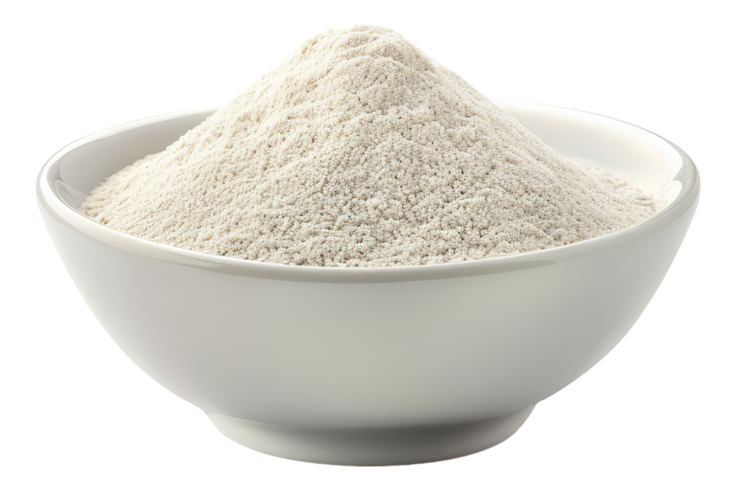 Wheat flour white bowl isolated on transparent background png