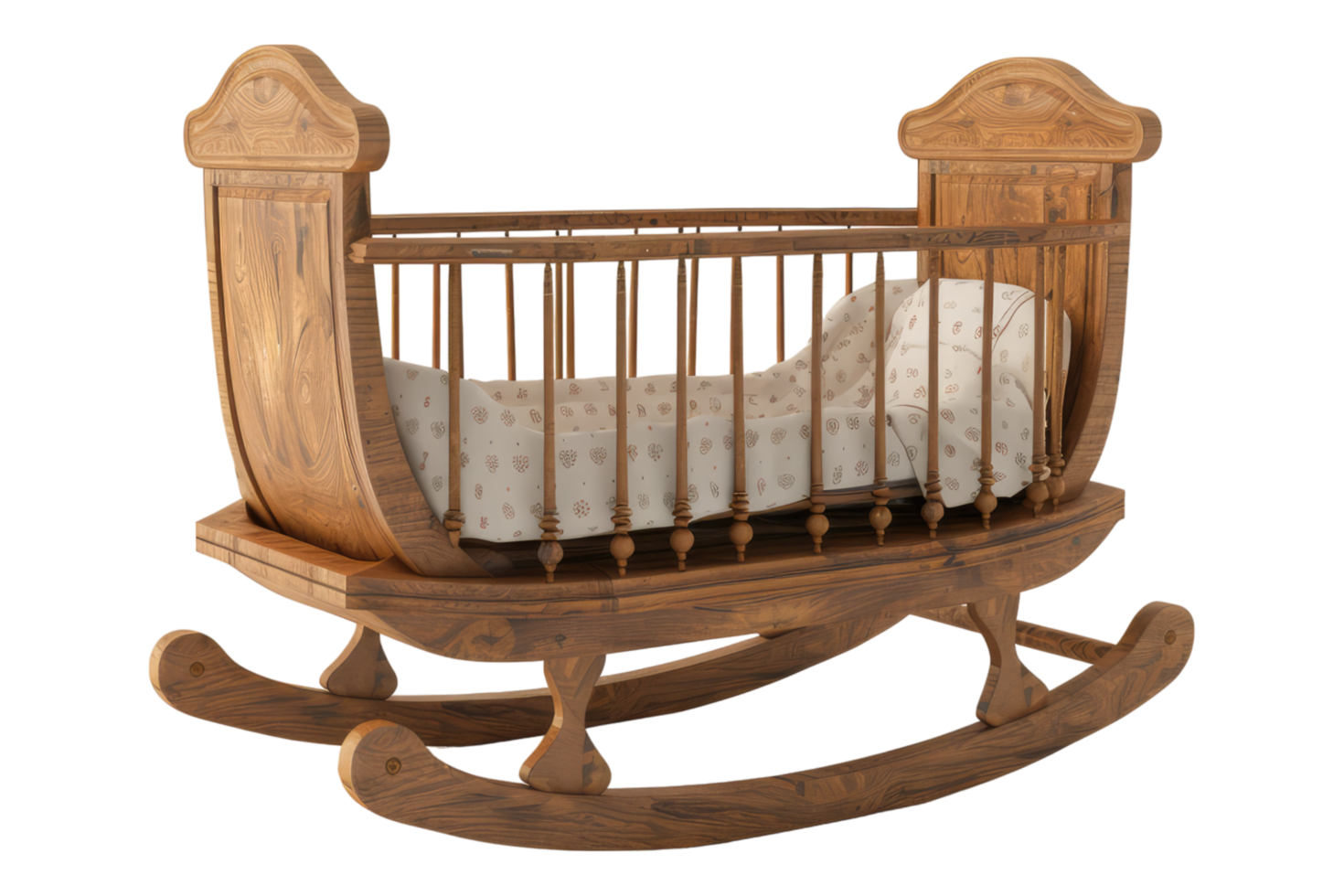 Wooden baby cradle isolated on transparent background png