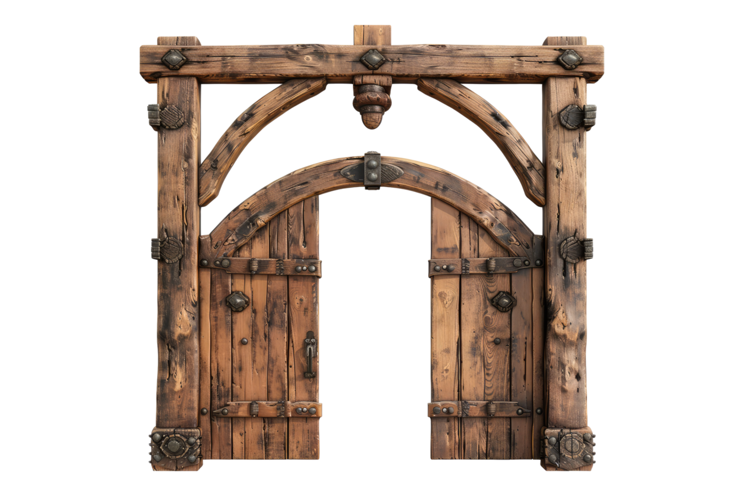 Wooden gateway isolated on transparent background png