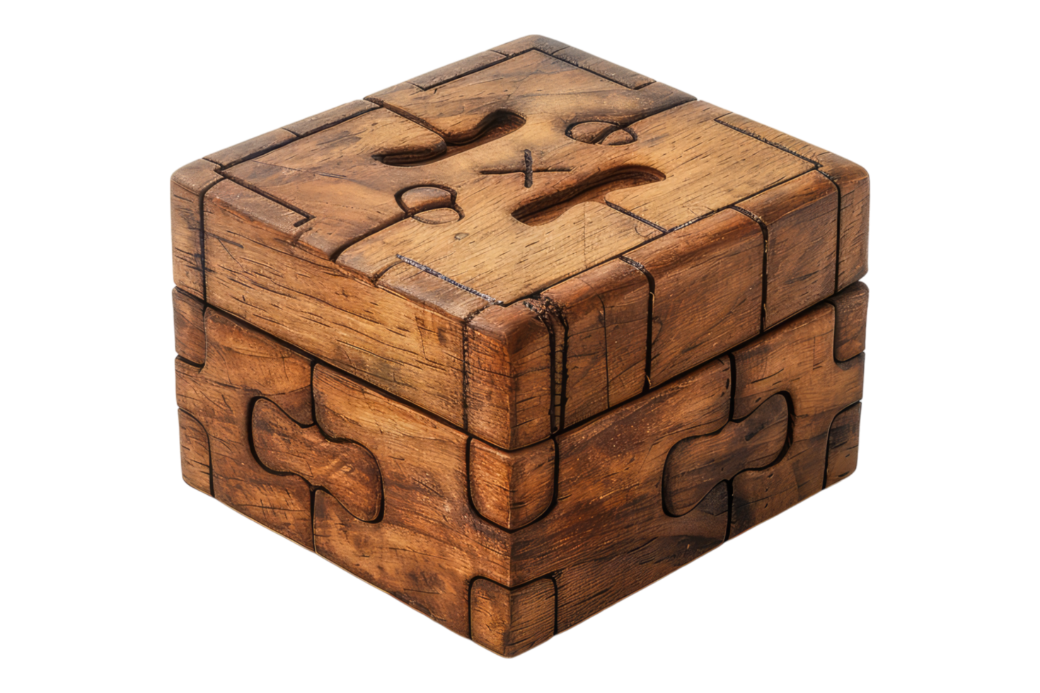 Wooden puzzle box isolated on transparent background png