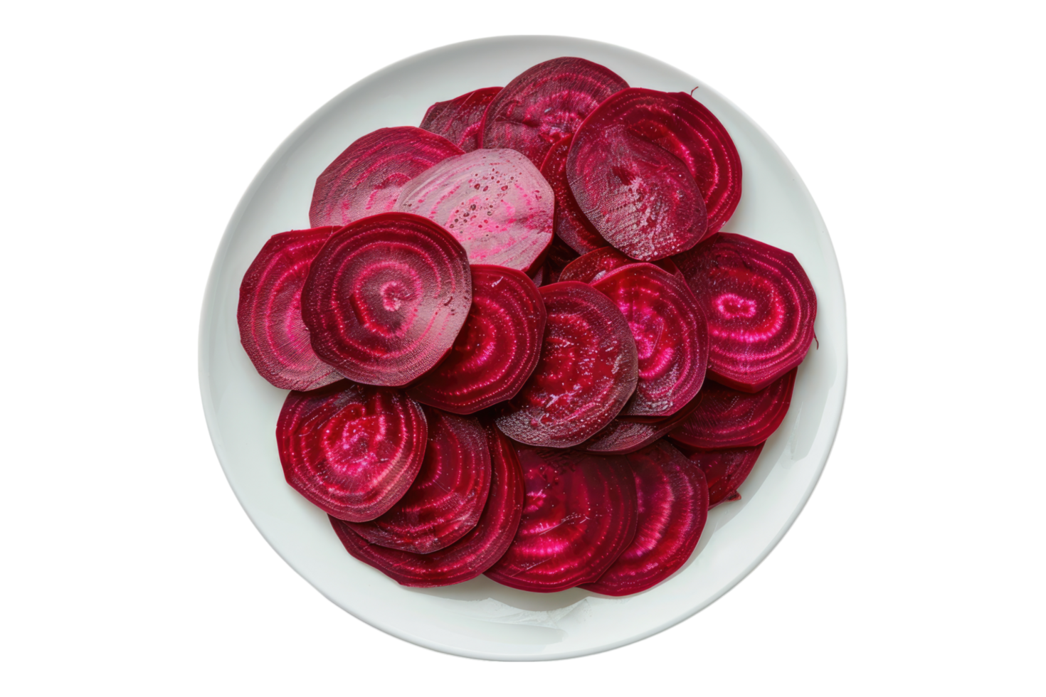 Beetroot slice in white plate isolated on transparent background png