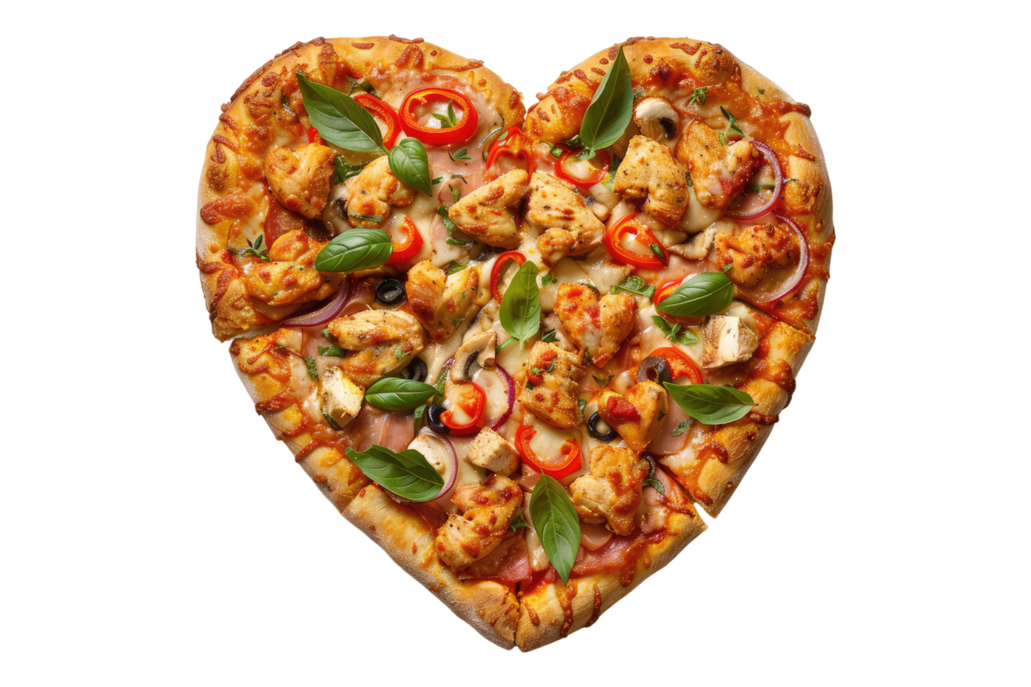 Heart shape chicken pizza png