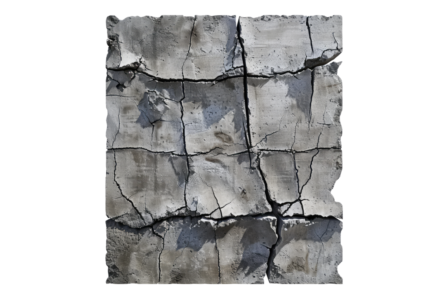 Abstract background of crack of concrete isolated on transparent back ground png