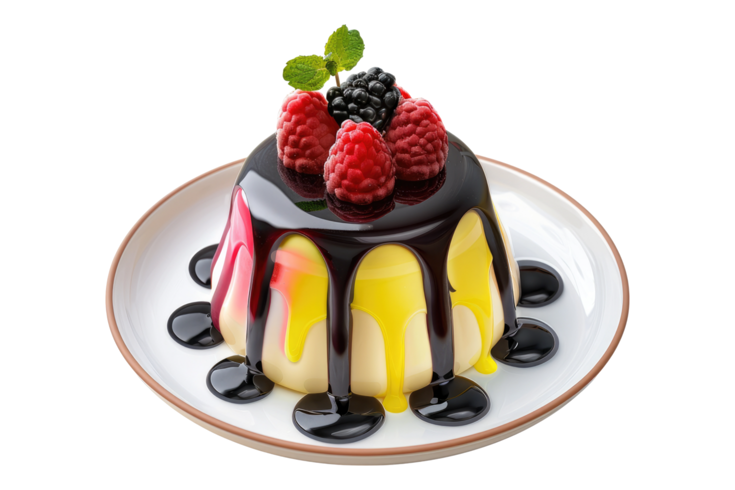 Delicious colorful pudding isolated on transparent background png