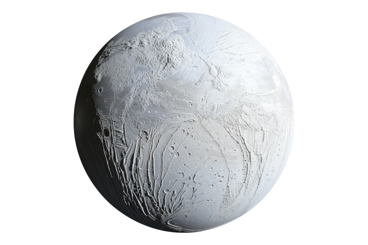 Enceladus Saturns enigmatic moon isolated on transparent background png