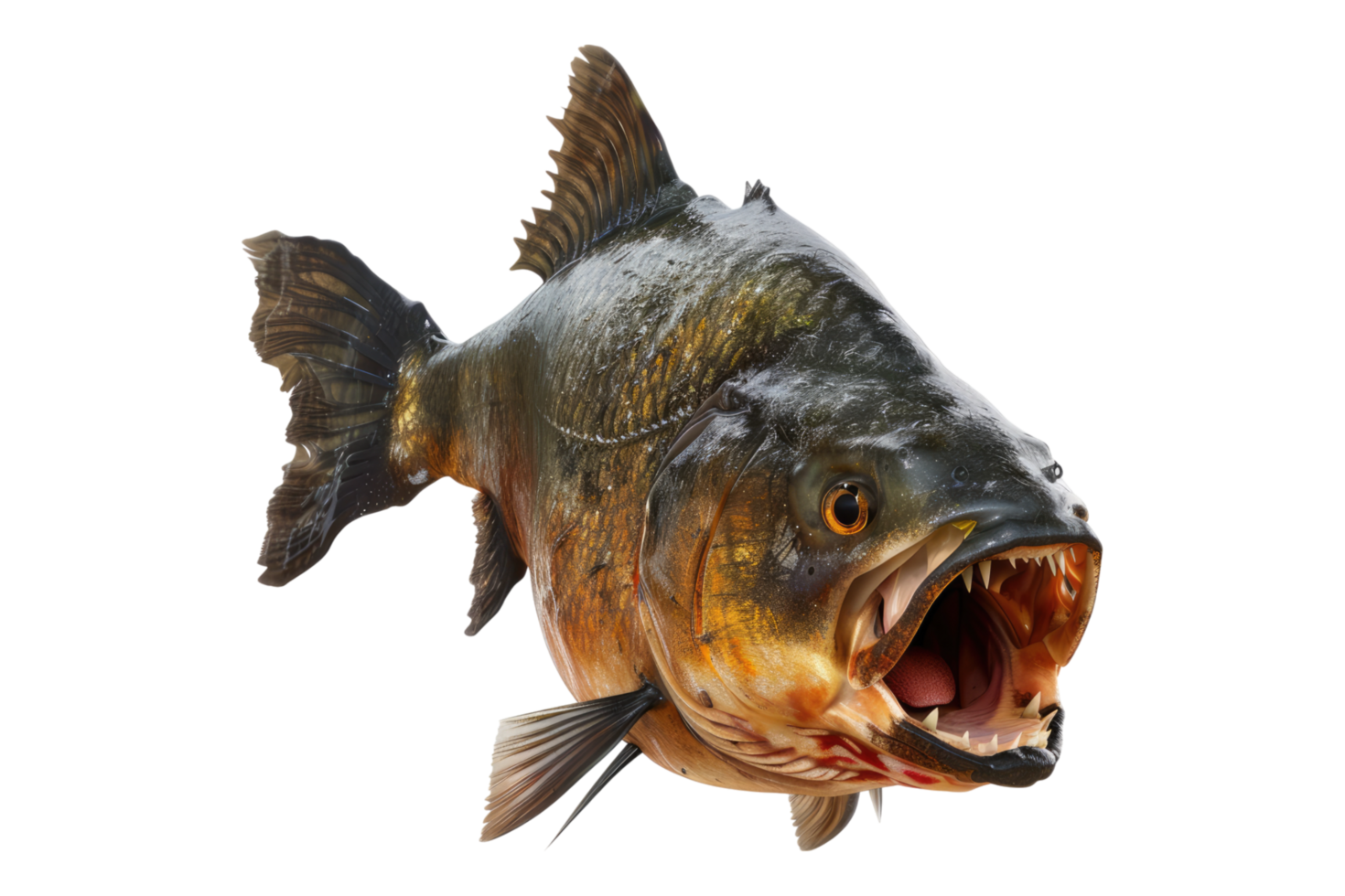 Fierce piranah fish isolated on transparent background png