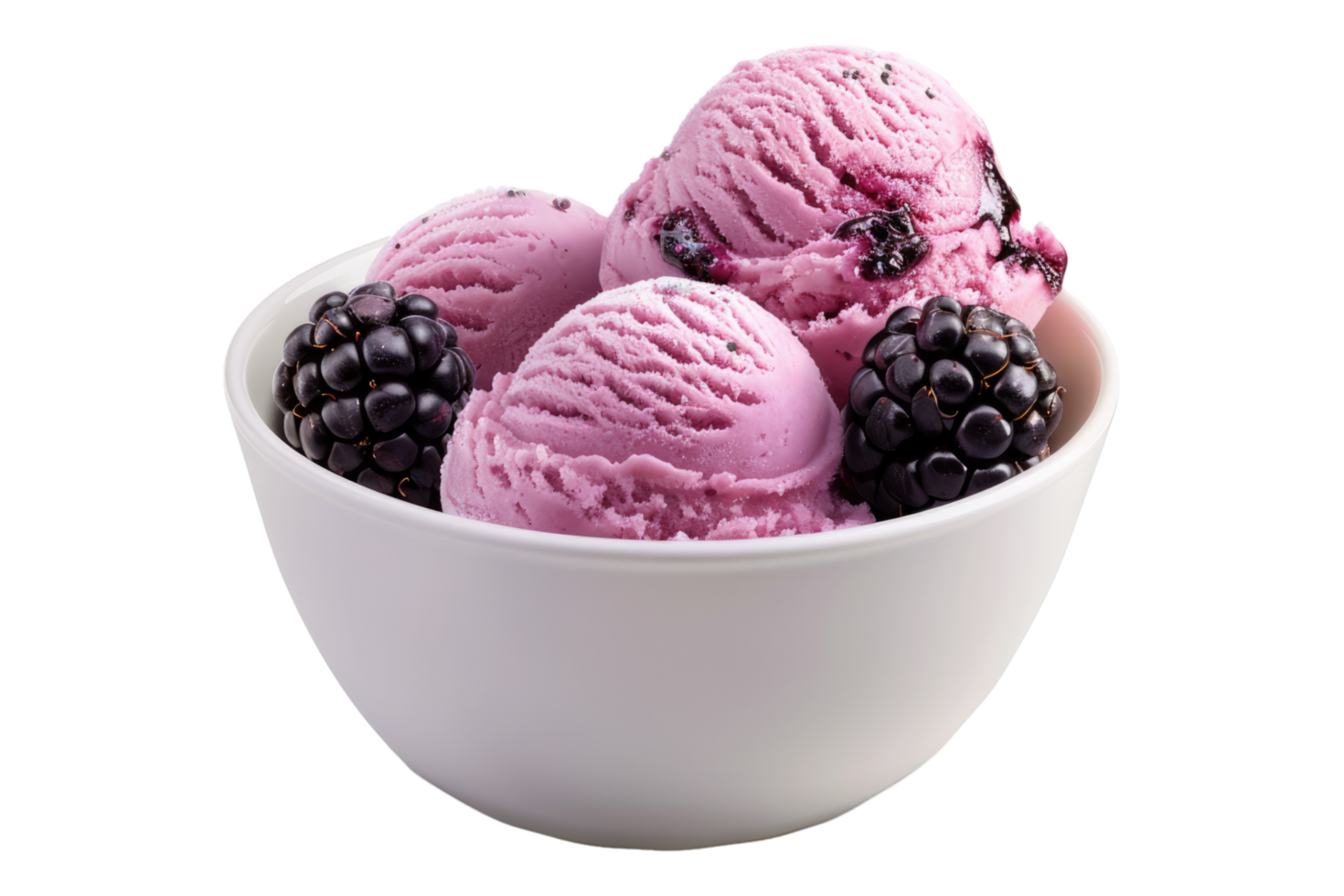 Fruit ice cream with fresh blackberry png