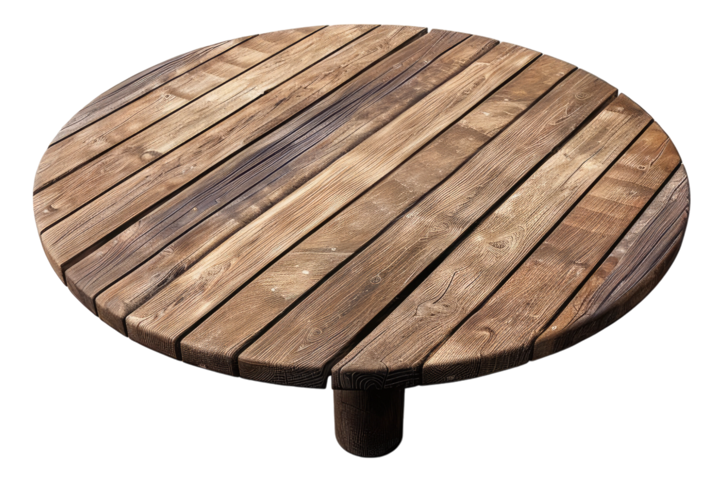 Round wooden table isolated on transparent background png