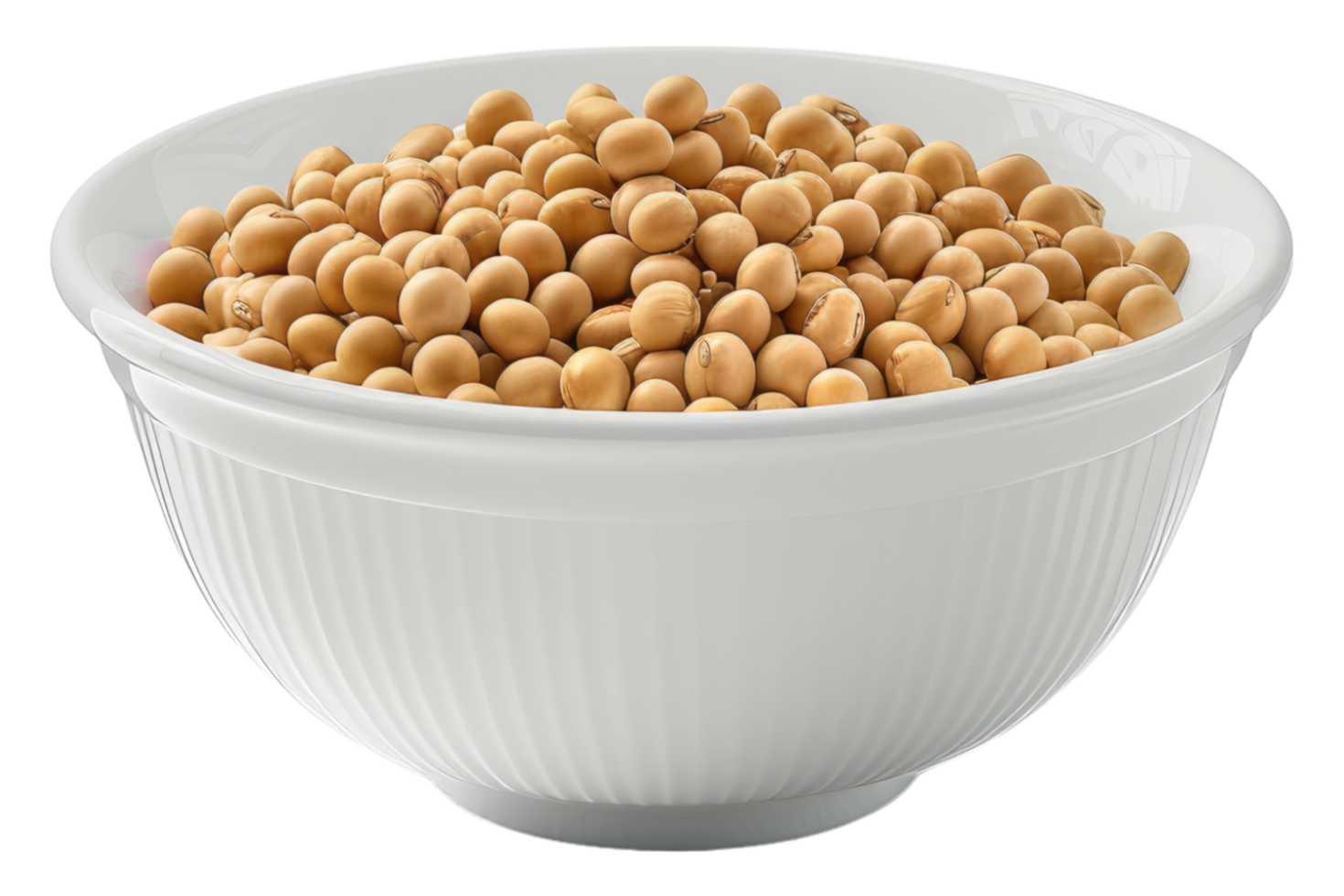 Soy beans in a white bowl isolated on transparent background png