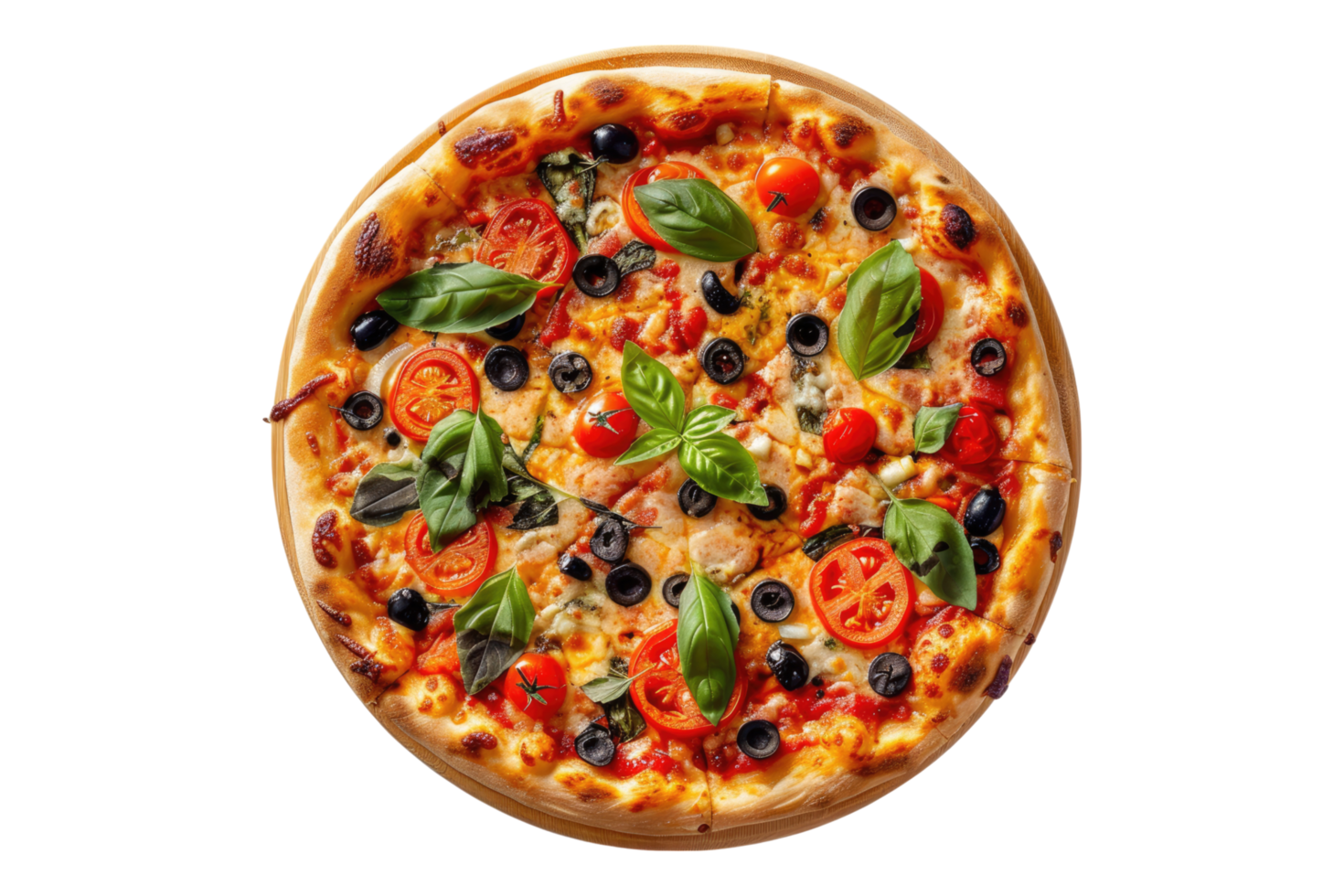 Vegetarian pizza isolated on transparent background png