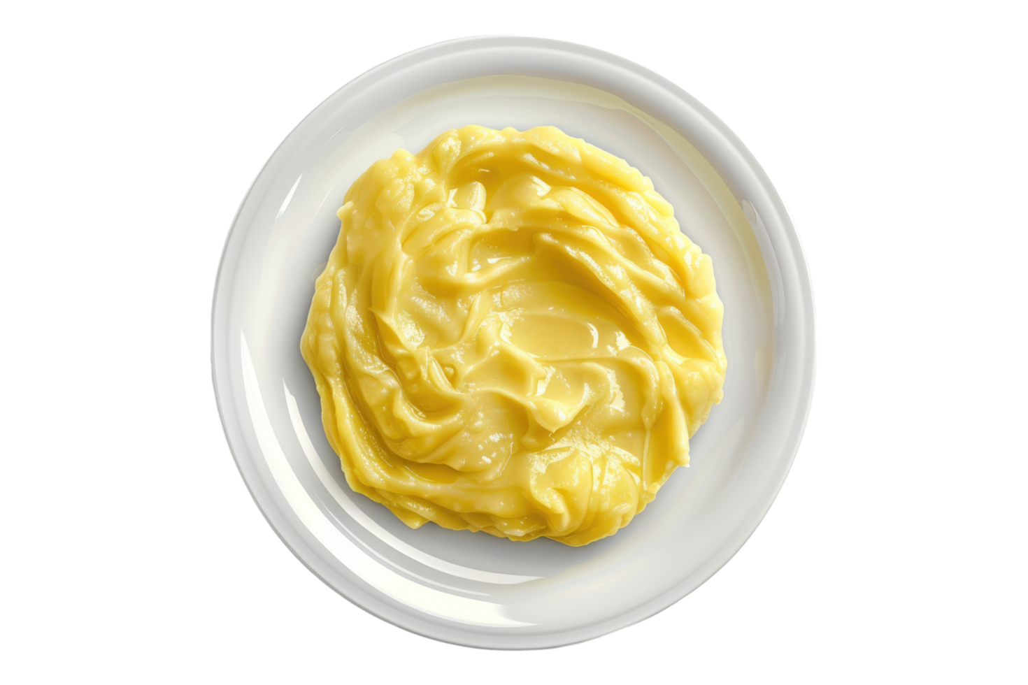 White plate of boil potato mashed png
