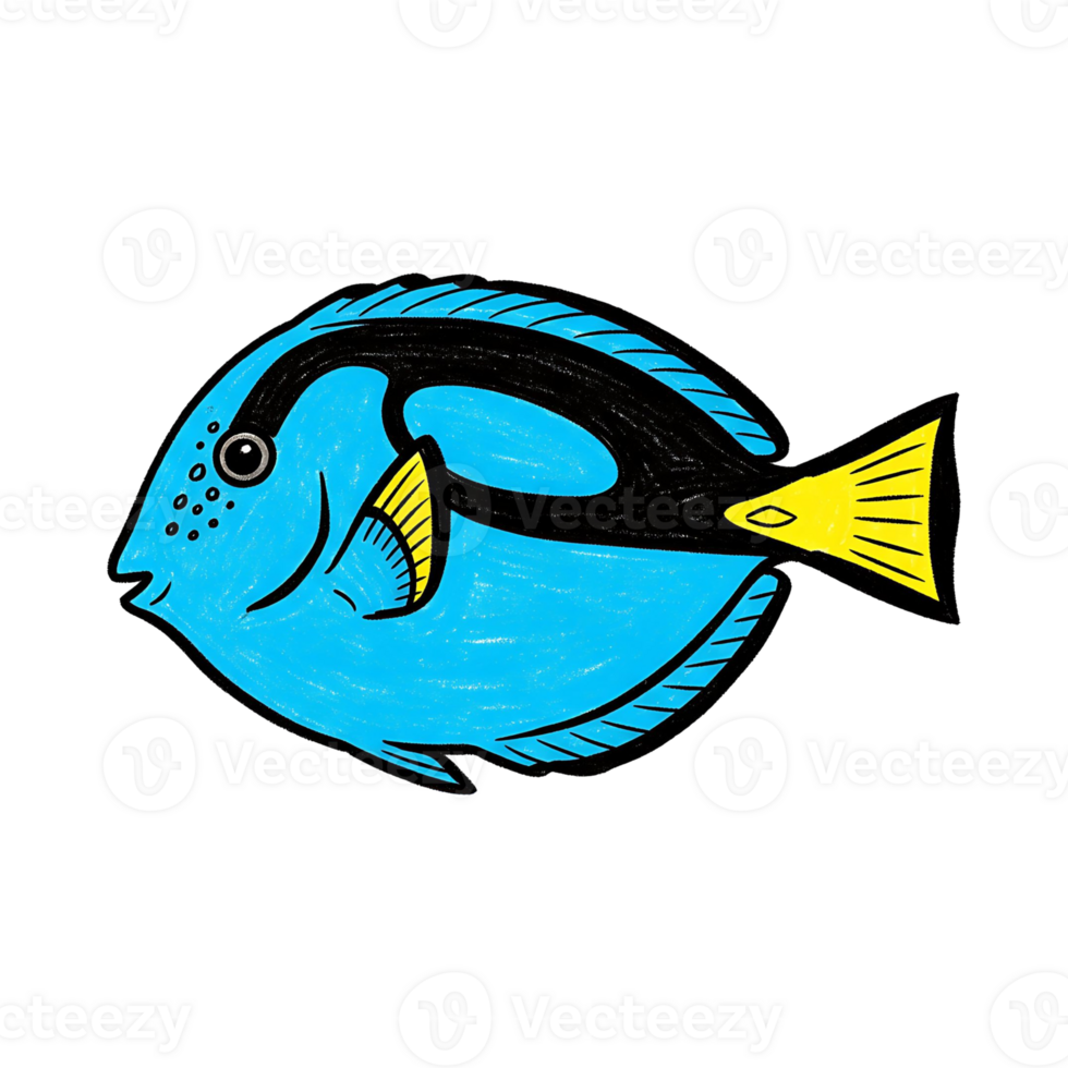 Blue Tang Fish Illustration png