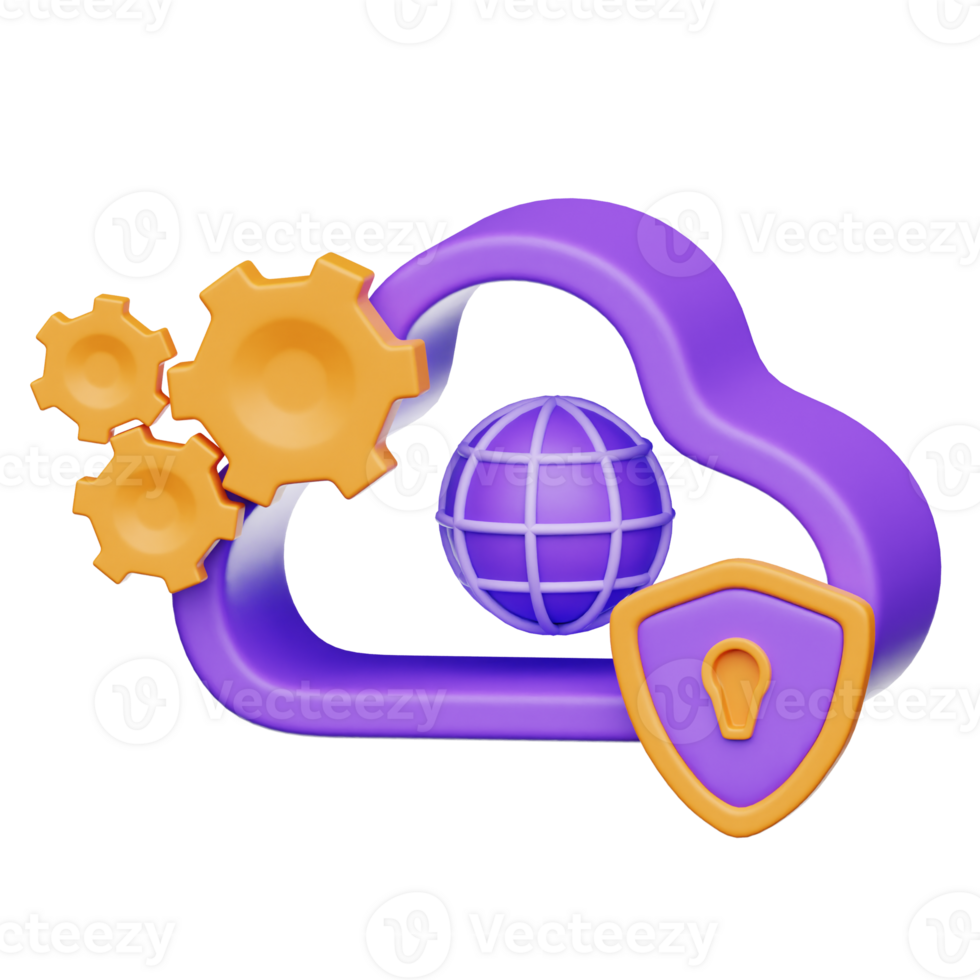 cloud computing security 3D Illustration png