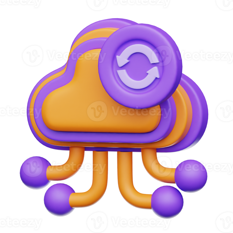 Cloud Sync 3D Illustration png