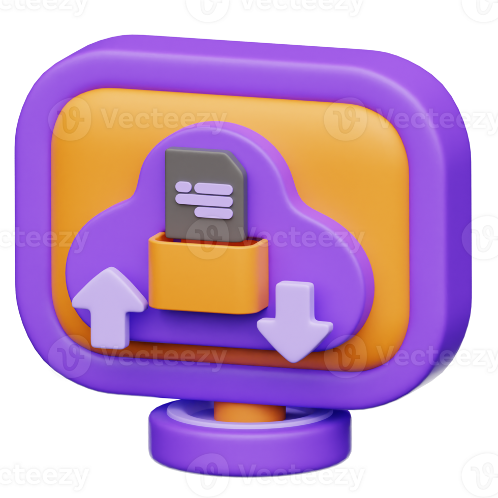 cloud computing backup data 3D Illustration png