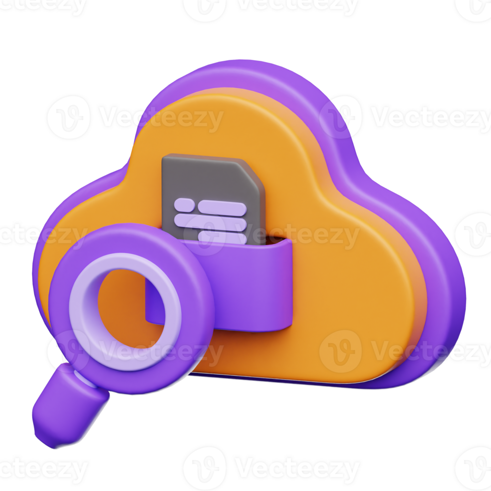 Search Cloud Data 3D Illustration png