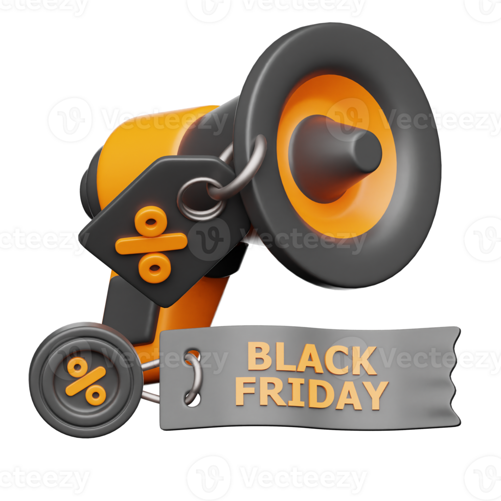 Black Friday Megaphone Promotion 3D Illustration png