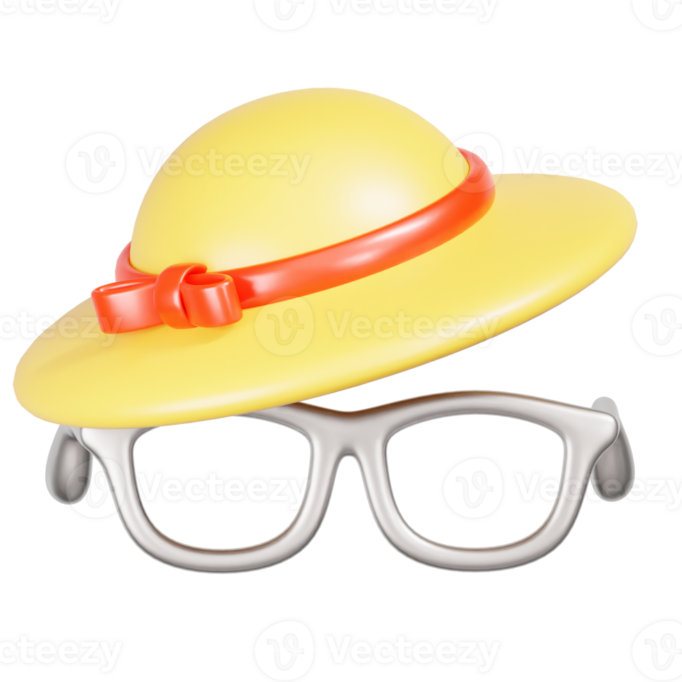 Hat and Glasses 3D Illustration png