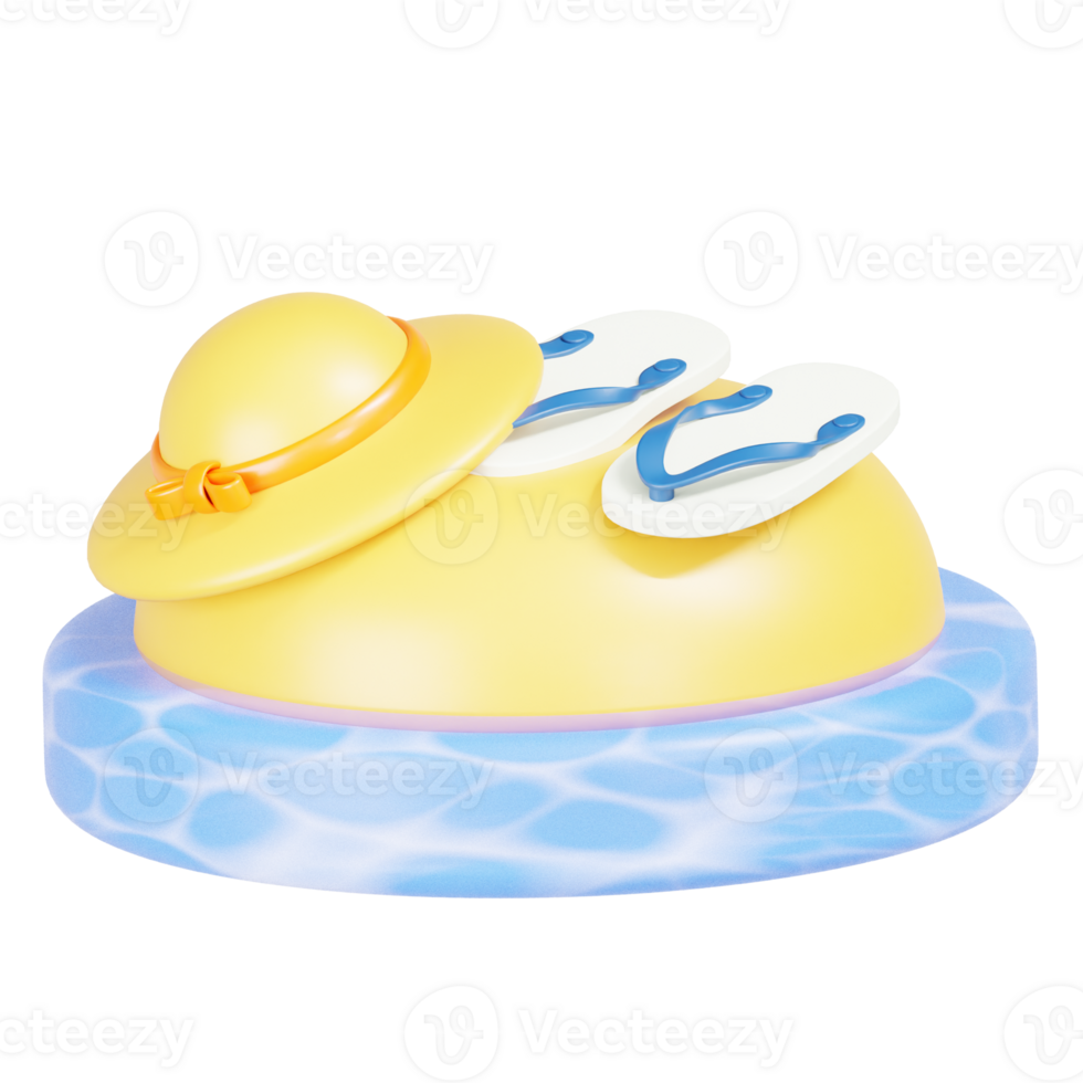 Hat in Beach 3D Illustration png