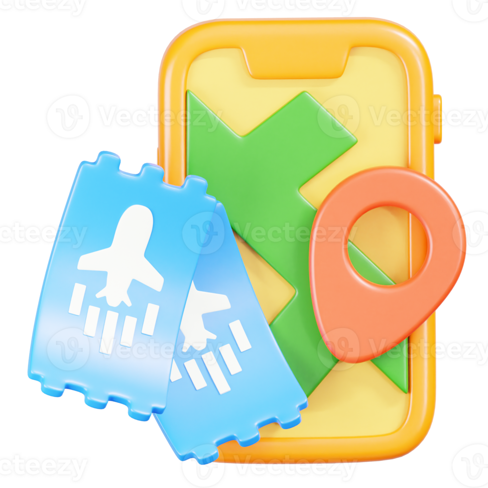 Online Ticket Traveling 3D Illustration png